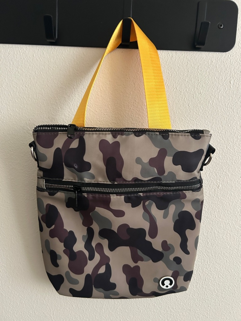 New ShortyLOVE  Camouflage Crossbody Sling Bag with Yellow Handle/Adj. Strap